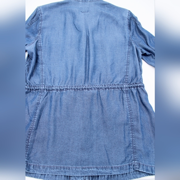 Gap Utility Denim Jacket S Light Indigo Button & Zip Patch Pockets - Picture 6 of 8